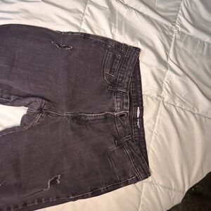 Black Distressed Mid-Rise Pop Icon Skinny Jeans